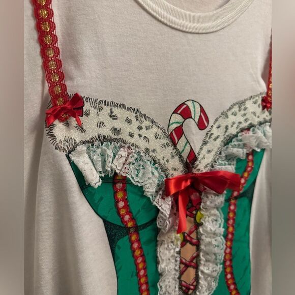 Vintage NWT Sensual Teeze Size 2X Plus Christmas Sexy Garter Novelty Night Shirt - Picture 3 of 13